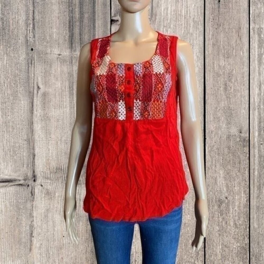 Embellished Sleeveless Top Red
